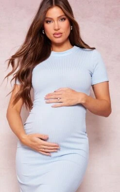 Maternity Blue Grey Ribbed Short Sleeve Midi Dress 10 Maternity Blue Grey Ribbed Short Sleeve Midi Dress -Women Clothing Shop 06a9ef6d5887ec159576d8561d596f9ca3a2cab2 cne8199 4