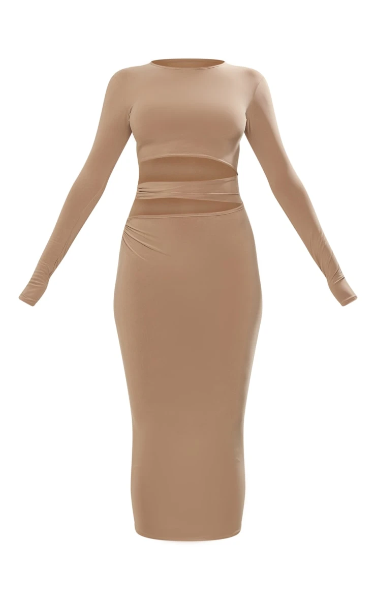 Stone Slinky Cut Out Waist Ring Detail Midi Dress 7 Stone Slinky Cut Out Waist Ring Detail Midi Dress - Image 5