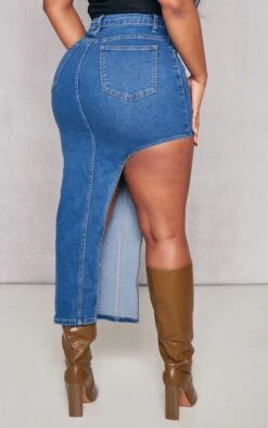 Shape Dark Blue Denim Split Side Midaxi Skirt -Women Clothing Shop 07e22fd59277d517b18fb4aaadfd79f25c40266e cnd2505 3