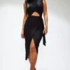 Black Textured High Neck Cross Waist Wrap Midi Dress 2 Black Textured High Neck Cross Waist Wrap Midi Dress -Women Clothing Shop 0a12ef209f170c1223327ca3177fdb9f7bd26e2c cnb7301 1