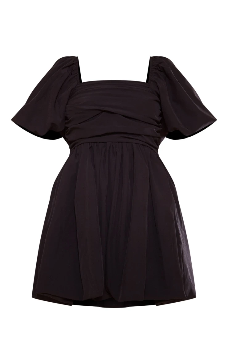 Black Puff Sleeve Ruched Puffball Shift Dress 6 Black Puff Sleeve Ruched Puffball Shift Dress - Image 5