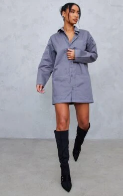 Charcoal Contrast Stitch Pocket Cargo Shirt Dress -Women Clothing Shop 1106a5cb83290237ad12ee9a32d3a5709a802863 cnd1262 3