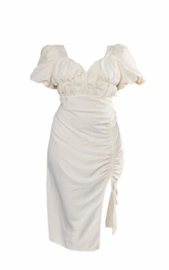 Plus Cream Puff Sleeve Ruched Side Split Midi Dress 11 Plus Cream Puff Sleeve Ruched Side Split Midi Dress -Women Clothing Shop 14c69b5511b13791c21e0f5a2def10f2901748d7 cnc5208 5