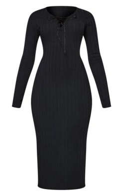 Black Rib Lace Up Detail Midaxi Dress -Women Clothing Shop 19348d305b0b3add271ea1d997253e2eee2b1e33 cnb9656 5