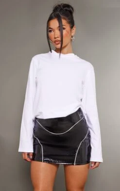 Black Faux Leather Seam Front Mini Skirt -Women Clothing Shop 199f255ade17124372d591471a2ae166b2377a30 cnb6262 5