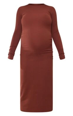 Maternity Chocolate Long Sleeve Ribbed Midi Dress -Women Clothing Shop 1a34f9976f77c17c6c9aec494f16cc108ffc9224 cnd2167 5