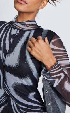 Monochrome Print Mesh High Neck Binding Maxi Dress 10 Monochrome Print Mesh High Neck Binding Maxi Dress -Women Clothing Shop 1ec89bad9aa93cb878bc454911a588b3d9bfc8bc cnc6644 4