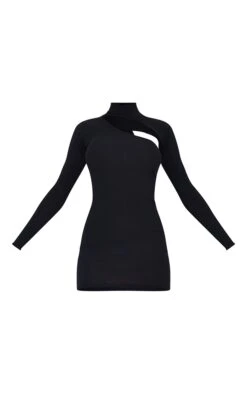 Black High Neck Cut Out Chest Rib Bodycon Dress -Women Clothing Shop 1f035f7c5aa08cc1a956b70ca9d01ccd434b1942 cmw4937 6