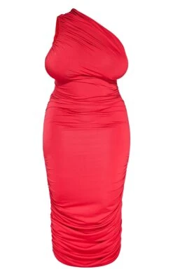 Plus Red Slinky Ruched One Shoulder Longline Midi Dress -Women Clothing Shop 22f6e075691b0f2d3086903554a43762d0d86d10 cna0081 6