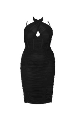 Plus Black Mesh Cross Front Corset Detail Midi Dress -Women Clothing Shop 245eafbbae5b7633946e6dfe01ab027e96c98ccd cmt8452 6