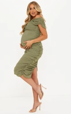 Maternity Green Bardot Ruched Midi Dress 9 Maternity Green Bardot Ruched Midi Dress -Women Clothing Shop 2827f952ccdac5f43291a0a4c1f9ee4d3de9ada9 cmu2828 4