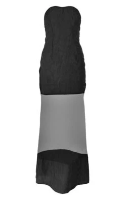 Black Textured Chiffon Mesh Detail Bandeau Maxi Dress -Women Clothing Shop 2a66b3971585599cf0127f2c999544e80976c115 cne6598 5