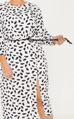Plus White Tie Waist Dalmatian Print Midi Dress -Women Clothing Shop 2ef8d35e0c5c9f0e28c5c8ae65ea402b18ca050a clz4165 5