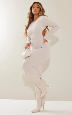 Shape Oatmeal Rib Long Sleeve Open Back Midaxi Dress 9 Shape Oatmeal Rib Long Sleeve Open Back Midaxi Dress -Women Clothing Shop 2f23a5fbd641a974916dfaaab24325a0758d81cc cnb7630 3