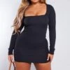 Shape Black Textured Square Neck Long Sleeve Bodycon Dress -Women Clothing Shop 30901cf7b1ec7b36e1be6193855b021a71f5f205 cnb8775 1