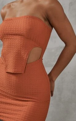 Rust Textured Bandeau Stirrup Hem Bodycon Dress -Women Clothing Shop 315c58e2470430cddda9f575c13f1efe43e5f211 cnc5787 4
