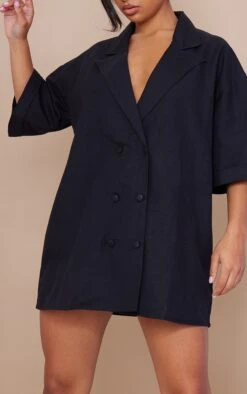 Black Linen Look Oversized Double Breasted Short Sleeve Blazer Dress 10 Black Linen Look Oversized Double Breasted Short Sleeve Blazer Dress -Women Clothing Shop 334e65717d7cbd6b0b58f9f9f473d4d90e7be9ba cmz1807 4