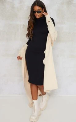 Black Structured Contour High Neck Midi Dress -Women Clothing Shop 3664e6ea8db664ef047fffe1a2ff5c98db91a041 cmt9450 1