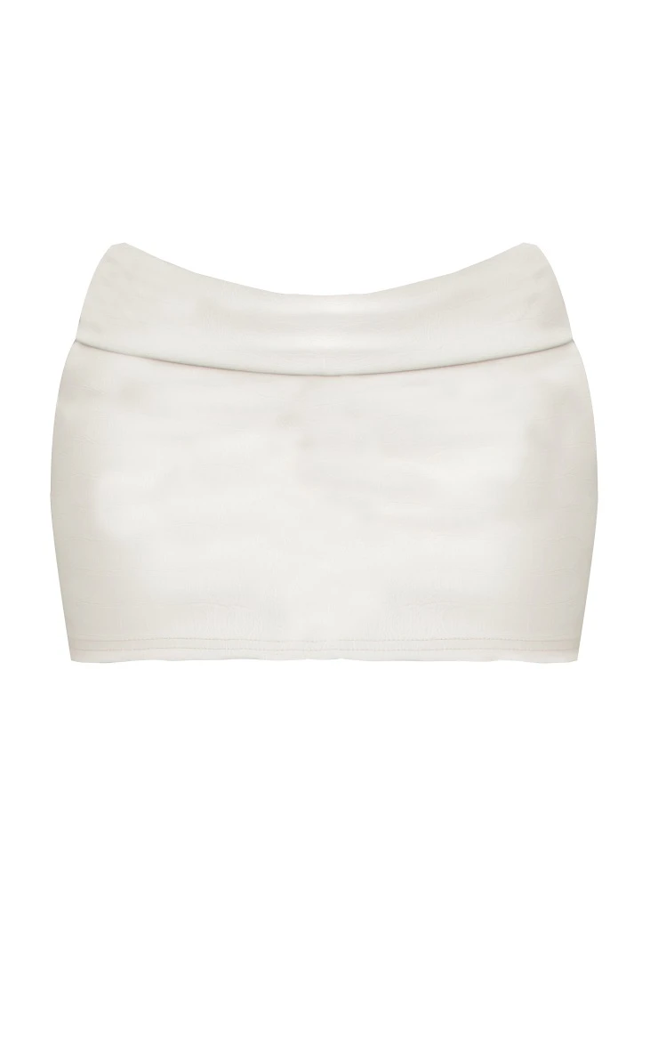 Cream Croc Pu Low Rise Micro Mini Skirt 8 Cream Croc Pu Low Rise Micro Mini Skirt - Image 6