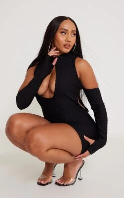 Shape Black Textured Plunge Bodycon Dress -Women Clothing Shop 37a26f536620ec64756efd1d3232e0319ae4a1a8 cna2744 3