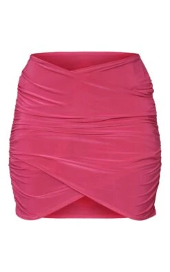 Bright Pink Slinky Ruched Wrap Over Mini Skirt -Women Clothing Shop 399e0b340d908173de7fdcc1cac2686b8a8d2dee cnb6246 6