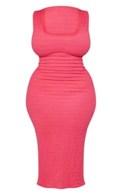 Plus Hot Pink Textured Scoop Neck Midi Dress -Women Clothing Shop 39f7f7f77af80fee0d9342ea682dc8adf75a9390 cnd8721 5