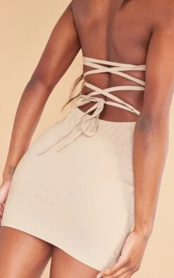 Stone Stretch Woven Lace Up Back Bodycon Dress -Women Clothing Shop 3a1b9b963e3f779f90a0ea1351d6a70b08804dd4 cnd2262 4