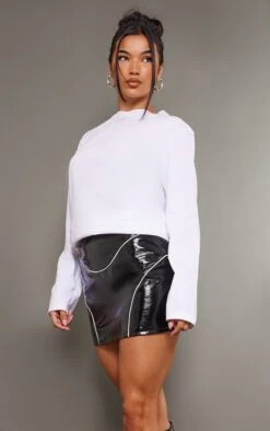 Black Faux Leather Seam Front Mini Skirt -Women Clothing Shop 3cef70ac9a26a6294f2391ca5ccf1bba1c5773db cnb6262 2