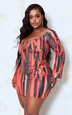 Plus Orange Abstract Print Mini Skirt -Women Clothing Shop 3d47fbfba83c6527ad1b99136cfe417734c2abf3 cmz6485 4