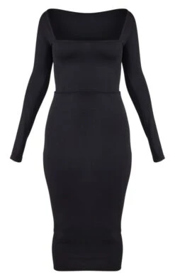 Black Square Neck Long Sleeve Midaxi Dress -Women Clothing Shop 3f8e4e21829062758ef050958a44db77c5dee86f clv3170 5