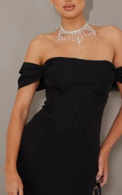 Black Corset Detail Bardot Bridesmaid Dress -Women Clothing Shop 41d21f5ba6f3229baa9f51ed23fb0599cbdc0dc2 cmv0312 5