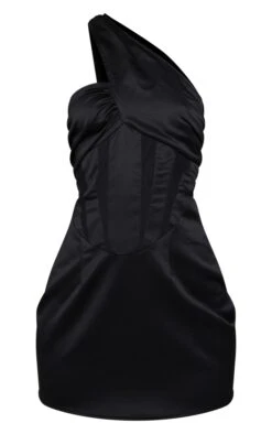 Black Satin Asymmetric Strap Contrast Insert Bodycon Dress -Women Clothing Shop 48b8aea7f0e5c866d732c1a831d11feeaa3f5889 cnc7673 5