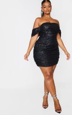 Plus Black Sequin Bardot Bodycon Dress -Women Clothing Shop 4d4d40ed0759101b464aa2b4a27f919436116dbb cmn1543 3