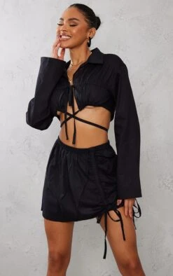 Black Woven Ruched Side Asymetric Micro Mini Skirt -Women Clothing Shop 4d96adff476bf89cb5cf9f477c071962b978f188 cna7036 4