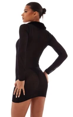 Black Faux Fur Collar Sheer Knit Mini Dress -Women Clothing Shop 58c95c8be599bc333af80c2d66b0c3c8dbb3be5e cnb8430 2