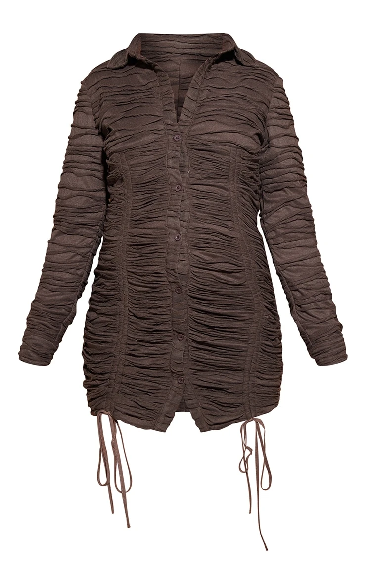 Maternity Chocolate Crinkle Long Sleeve Shirt Dress 7 Maternity Chocolate Crinkle Long Sleeve Shirt Dress - Image 5