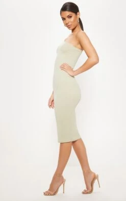 Sage Green Ribbed One Shoulder Midi Dress -Women Clothing Shop 5a7821da6a544e159dadf51167f57ba523b8a3a2 cmb3458 4