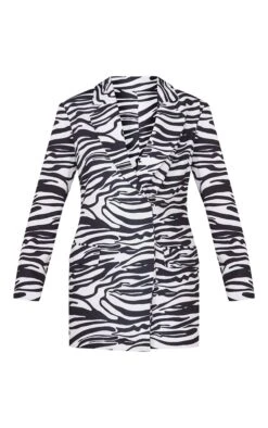 Monochrome Zebra Print Oversized Blazer Dress -Women Clothing Shop 5da6c8f4e767ca61c36ad3c4a6c772cbec1cc8da cmw9857 5