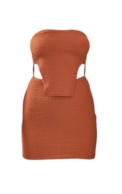 Rust Textured Bandeau Stirrup Hem Bodycon Dress -Women Clothing Shop 5e4ad57a6c30b12b86fab8d5ca71cd382b7571f1 cnc5787 5