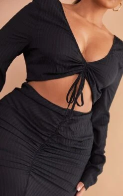 Plus Black Textured Cut Out Ruched Midi Dress -Women Clothing Shop 63422806df2b890fc09141d1552d3ec0730aef55 cmw3068 5