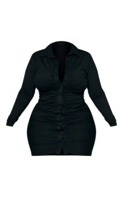 Plus Black Ruched Rib Fitted Shirt Dress 11 Plus Black Ruched Rib Fitted Shirt Dress -Women Clothing Shop 637dd2a68b17f0b23d92d68e1d41fcce9488c812 cnc5291 5