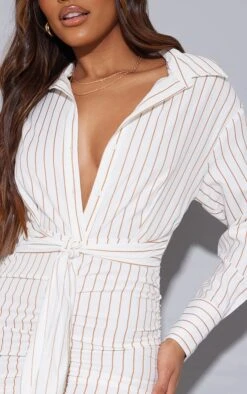 White Striped Ruched Skirt Tie Waist Midi Shirt Dress -Women Clothing Shop 6781a0d5e020e2f17a5d8e663a8a0559f307e0c7 cmw9551 5