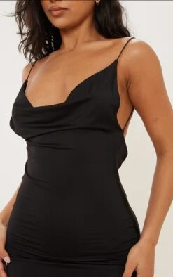 Black Slinky Scoop Back Cowl Neck Ruched Bodycon Dress -Women Clothing Shop 6a74b06c8c8abd7b5ace7ac989f913b469e1925b cmw1169 4