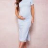 Maternity Blue Grey Ribbed Short Sleeve Midi Dress -Women Clothing Shop 6df396a434e7a00d394d266c0cbcd269b8923852 cne8199 1