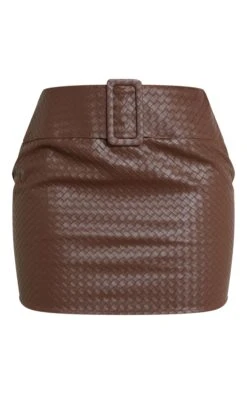 Chocolate Brown Faux Leather Woven Belted 90'S Micro Mini Skirt -Women Clothing Shop 6fee7a500038277d6d581a258a34078eaf984557 cna7160 6