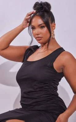 Plus Black Corsage Detail Midi Dress -Women Clothing Shop 714e15cf0fc8cd844693e3afb3588e8d6498bd84 cne4117 4