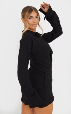 Black Textured Woven Extreme Plunge Bell Cuff Shirt Dress 8 Black Textured Woven Extreme Plunge Bell Cuff Shirt Dress -Women Clothing Shop 720afb484f6a02b4254152444036cdce69d5708d cmq2641 2