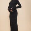 Maternity Black Bubble Textured Midaxi Dress
