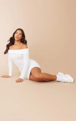 White Eyelash Knit Bardot Bodycon Dress -Women Clothing Shop 7465551145827a10d380b5ab514db207e76fa102 cnd4405 3
