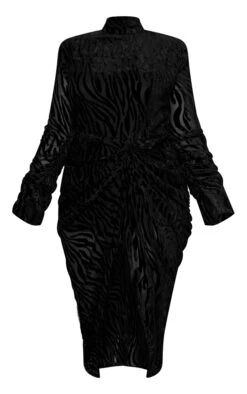 Plus Black Zebra Devore High Neck Draped Midi Dress -Women Clothing Shop 75e4110b1699ed8579709442c41fdb482872ac94 cmu5856 6